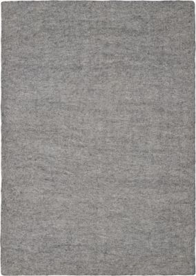 Rechteckiger, grau melierter Filzteppich von myfelt, 180x260 cm. Detailaufnahme der Textur des Teppichs.